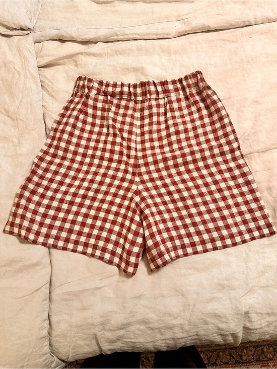 notPERFECTLINEN Pants - notPERFECTLINEN Marsala Gingham Women's MAIN Shorts